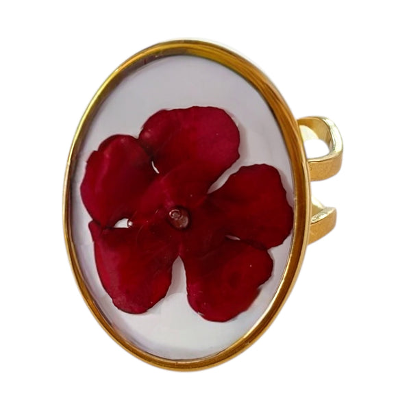 Anillo Rubí Blanco~ bañado en oro