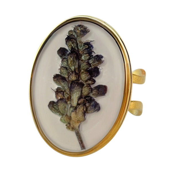 Anillo Susurro de Lavanda bañado en oro