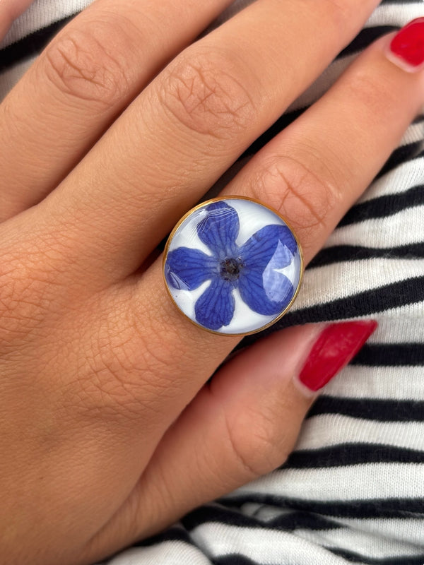 Anillo Recuerdo Azul~ bañado en oro