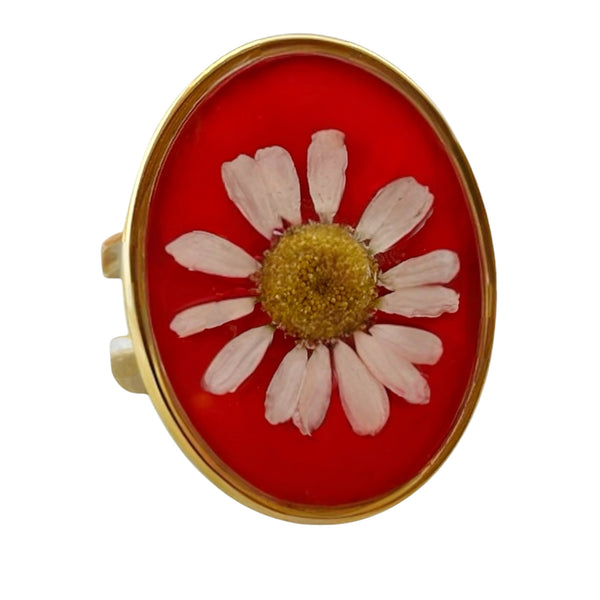 Anillo Corazón Carmesí~ bañado en oro