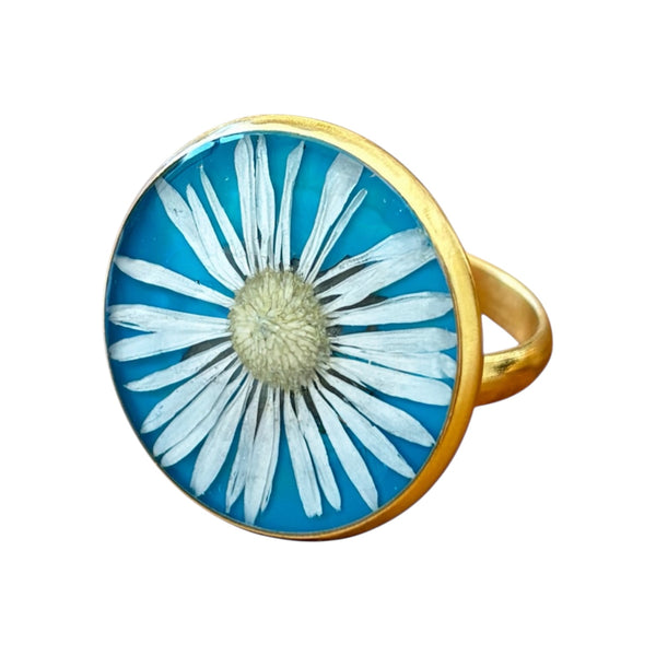 Anillo Agua de Mar bañado en oro