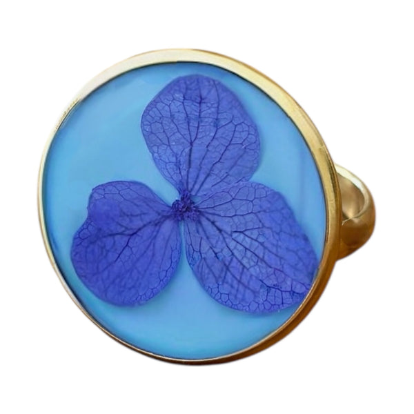 Anillo Azul Etéreo bañado en oro